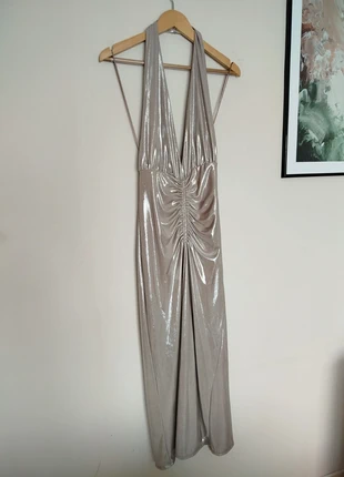 Robe midi décolletée froncée couleur champagne métallisé taille S, brand: Zara, condition: New with tags, size: S / 36 / 8, €22.00, €23.80 includes Buyer Protection