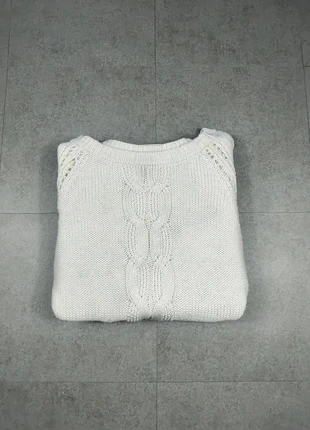 Pull - Torsadé - Blanc - Col Rond - 100% Coton - Taille L - #14, brand: Vintage Dressing, condizioni: Ottime, taglia: L / IT 44 / EU 40, €10.00, €11.20 include la Protezione acquisti