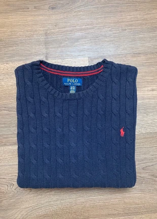 Pull Torsadé Ralph Lauren bleu marine logo brodé rouge homme - Taille M, marca: Ralph Lauren, estado: Muy bueno, tamaño: M, 55,00 €, 58,45 € Protección al comprador incluida