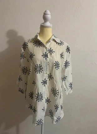 Chemise Longue Blanche à Motifs Bleu Marine – Taille XXL, brand: Made In Italy, condition: Very good, size: XXL / 44 / 16, €10.00, €11.20 includes Buyer Protection