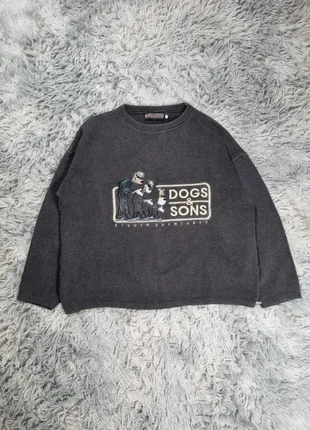 Pull col rond "Dogs & Sons" Tricot Vintage Oversized 90’s 80’s, brand: Vintage Dressing, condition: Good, size: L, €50.00, €53.20 includes Buyer Protection Pro