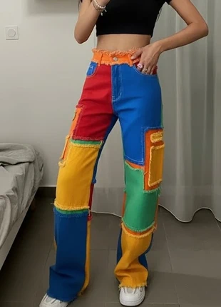 Jeans Patchwork Coloré - Style Unique, marque: Tendance, état: Très bon état, taille: M / 38 / 10, 47,78 €, 50,87 € Protection acheteurs (Pro) incluse