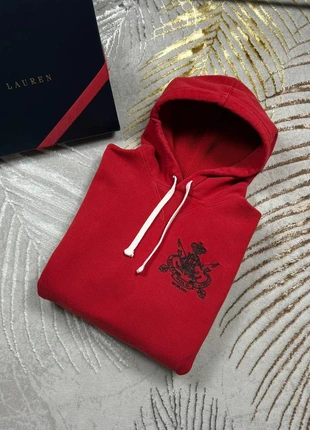 Sweat à capuche Ralph Lauren rouge logo brodé noir vintage, brand: Ralph Lauren, condition: Very good, size: M, €50.00, €53.20 includes Buyer Protection Pro