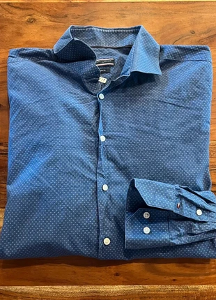 Chemise Tommy Hilfiger Manche Longue Pois Bleu Blanc Brode Homme Ete Vintage Coton Slim Fit M, brand: Tommy Hilfiger, condition: Good, size: M, €3.90, €4.80 includes Buyer Protection Pro