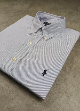 Chemise à rayures rayé Ralph Lauren bleu clair et blanc logo brodé marine Blake taille L homme, marca: Ralph Lauren, estado: Muito bom, tamanho: L, €35.00, €37.45 inclui Proteção do Comprador Pro