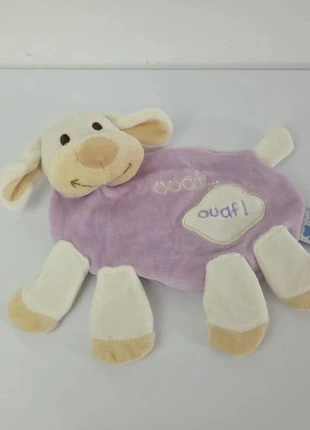Doudou Éveil et Tendresse modèle "Ouaf Ouaf" Violet & beige – Peluche plate – Ultra doux, marca: Eveil et tendresse, estado: Muito bom, tamanho: Tamanho único, €4.00, €4.90 inclui Proteção do Comprador