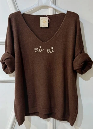 Pull basic col V Aprilvintage marron/gold Aprilvintage 36-44, brand: April vintage, condition: New with tags, size: One size, €34.00, €36.40 includes Buyer Protection