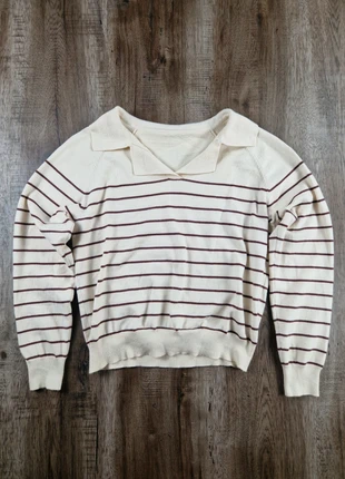 Pull vintage col V polo crème rayures Dazy-Less taille M, brand: Vintage Dressing, condizioni: Ottime, taglia: M / IT 42 / EU 38, €10.00, €11.20 include la Protezione acquisti Pro
