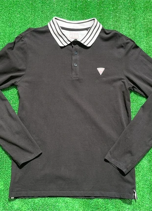 Polo Guess Negro Manga Larga Cuello Rayado Logo Bordado Premium Casual Vintage, marque: GUESS, état: Très bon état, taille: S, 33,50 €, 35,88 € Protection acheteurs incluse