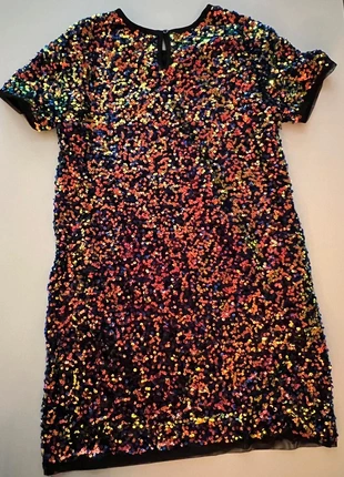Meerkleurige feestelijke paillettenjurk, marque: Primark, état: Neuf sans étiquette, taille: 12 ans / 152 cm, 7,00 €, 8,05 € Protection acheteurs incluse