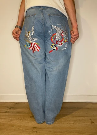 Jeans Large Vintage Style Baggy Brodé Bleu | 43/44, brand: Vintage Dressing, condition: Very good, size: W34, €30.00, €32.20 includes Buyer Protection