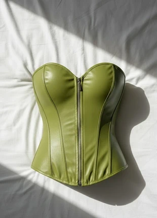 Corset Bustier Vert Olive Zippé Similicuir #0065, brand: urve Design, condition: Very good, size: M / 38 / 10, €34.99, €37.44 includes Buyer Protection