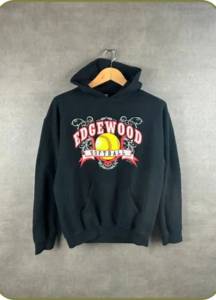 Hoodie noir Edgewood Softball vintage imprimé jaune et rouge taille M, brand: Eaglewood, condition: Very good, size: M, €6.99, €8.04 includes Buyer Protection