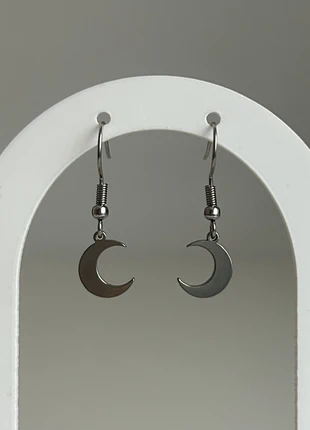 pendientes acero inoxidable lunas plateadas, état: Neuf avec étiquette, 9,00 €, 10,15 € Protection acheteurs incluse