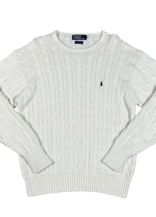Vintage Men’s Ralph Lauren White Cable-knit Sweater, brand: Ralph Lauren, condition: Very good, size: M, £50.00, £53.20 includes Buyer Protection Pro