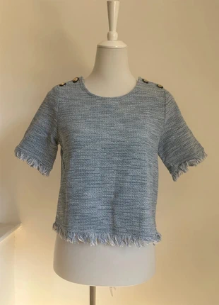 Blouse manche courte bleu blanc Zara en très bon état taille 38/M, marke: Zara, zustand: Sehr gut, größe: M / 38 / 10, 9,00 €, 10,15 € inklusive Vinted-Käuferschutz
