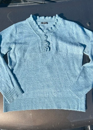 Maglione azzurro in lana con rouches e dettagli gioiello – Taglia L/XL – Fashion Azzurro, marque: fashion azzurro, état: Très bon état, taille: L / 40 / 12, 8,00 €, 9,10 € Protection acheteurs incluse