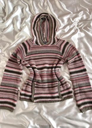 Pull en maille knitted à rayures manches évasées avec poche et capuche y2k, marca: Top Vintage, estado: Muy bueno, tamaño: M / 38 / 10, 27,00 €, 29,05 € Protección al comprador Pro incluida