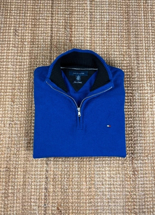 Pull Léger Half Zip, ¼ Zip Bleu Klein Brodé Tommy Hilfiger Lux Coton Taille XL, marke: Tommy Hilfiger, zustand: Sehr gut, größe: XL, 50,00 €, 53,20 € beinhaltet Vinted-Käuferschutz Pro