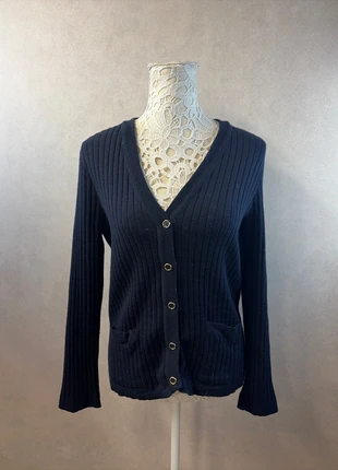 Gilet bleu marine en pure laine maille côtelée – Taille 4 équiv. M H1, état: Bon état, taille: M / 38 / 10, 8,00 €, 9,10 € Protection acheteurs (Pro) incluse