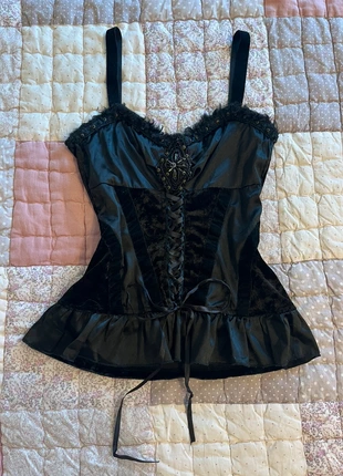 coquette dark velvet whimsical soft gothic corset camisole silky effect, marca: COQUETTE, estado: Muy bueno, tamaño: XS / 34 / 6, 25,00 €, 26,95 € Protección al comprador Pro incluida