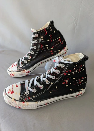 baskets montantes noires custom splash peinture cloutées taille 40 unisexe, estado: Muito bom, tamanho: 40, €15.00, €16.45 inclui Proteção do Comprador Pro