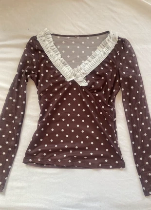 Vintage coquette polka dot long sleeve blouse, brand: COQUETTE, condition: New without tags, size: 4 / S, $30.00, $32.20 includes Buyer Protection