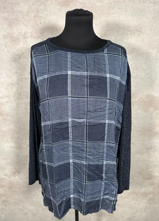 Pull Elena Miro bleu marine carreaux sur le devant manches satine taille L, marca: Elena Miro, estado: Muy bueno, tamaño: L / 40 / 12, 15,00 €, 16,45 € Protección al comprador Pro incluida