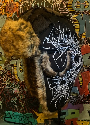 Chapka y2k grunge organic cyberisigilism punk rave tekno custom aviator trapper noir hat, merk: Punk Rave, staat: Nieuw zonder prijskaartje, maat: Universele maat, € 65,00, € 68,95 inclusief Kopersbescherming