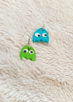 Boucles d'oreilles 🔸 Pacman bleu et vert, état: Très bon état, 5,00 €, 5,95 € Protection acheteurs incluse