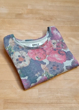 Felpa girocollo Only donna taglia XS grigia con stampa floreale vintage, marque: ONLY, état: Très bon état, taille: XS / 34 / 6, 9,00 €, 10,15 € Protection acheteurs incluse
