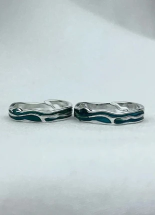 Duo De Bagues Vague D’Eau Bleu Époxy En Argent Sterling 925, marque: CHROME, état: Très bon état, taille: Ajustable, 13,50 €, 14,88 € Protection acheteurs (Pro) incluse