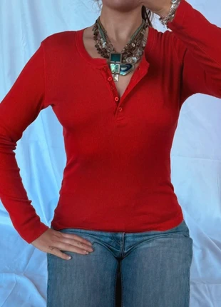 Vintage Henley Long Sleeve Button Top, condition: Very good, size: S / UK 8-10, £8.99, £10.14 includes Buyer Protection Pro