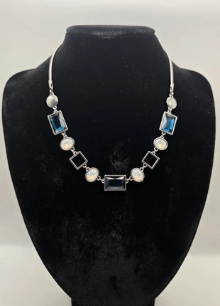 Jasper Conran Silver Tone Blue & Opal Glass Necklace 42–47cm Gift Idea, brand: Jasper Conran, condition: Very good, £8.00, £9.10 includes Buyer Protection