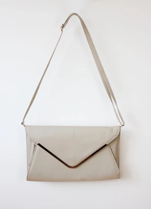 Grand sac pochette format enveloppe gris/taupe clair, brand: Pochette, condition: Very good, €5.00, €5.95 includes Buyer Protection Pro
