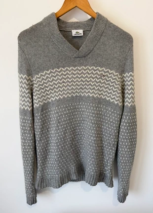 Lacoste Pull gris et blanc homme taille S laine, marca: Lacoste, estado: Muito bom, tamanho: S, €30.00, €32.20 inclui Proteção do Comprador Pro
