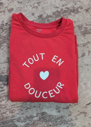 Sweat rouge coton bio Kiabi XL “Tout en douceur”, brand: Kiabi, condition: Very good, size: XL / 42 / 14, €8.00, €9.10 includes Buyer Protection