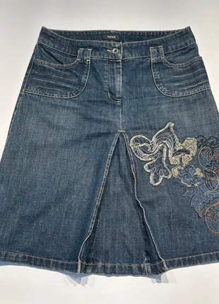 Y2K vintage denim skirt embroidered · Y2K look (36), marca: Mexx, estado: Muito bom, tamanho: S / 36 / 8, €7.00, €8.05 inclui Proteção do Comprador