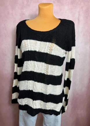 Pull a col rond torsadé tressé a rayures blanc et noir vintage | Taille L | pf68, marque: Vintage Dressing, état: Très bon état, taille: L / 40 / 12, 11,95 €, 13,25 € Protection acheteurs (Pro) incluse