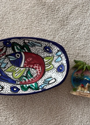 Vide poche plat de service en céramique peinte à la main travail artisanal de Tunisie, marque: céramique de tunisie, état: Très bon état, 13,00 €, 14,35 € Protection acheteurs incluse