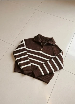 Pull rayé marron et blanc, marque: cafe vintage, état: Très bon état, taille: M / 38 / 10, 46,99 €, 50,04 € Protection acheteurs incluse