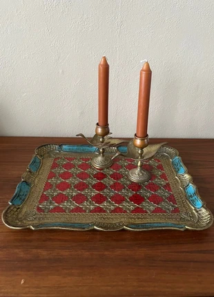 Prachtig vintage Florentijns dienblad Italiaans design handgemaakt rood blauw goud art deco, marque: Vintage Love, état: Très bon état, 47,50 €, 50,58 € Protection acheteurs incluse