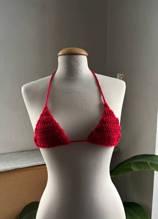Haut triangle rouge au crochet – style bikini, brand: friperie, condition: New without tags, €15.00, €16.45 includes Buyer Protection