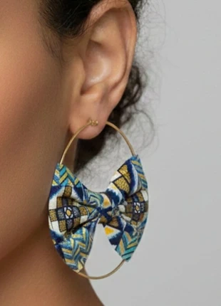 Boucles d'oreilles en acier inoxydable créole et bogolan africain neuves, merk: PAS, staat: Heel goed, € 13,00, € 14,35 inclusief Kopersbescherming Pro