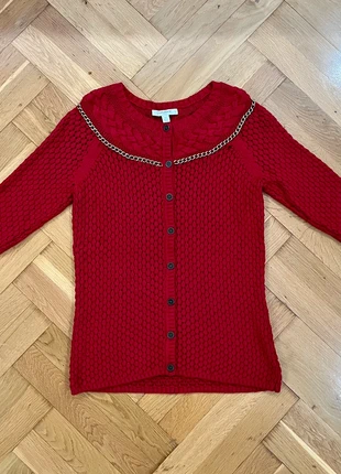 Gilet cardigan rouge en maille métallique Liz Claiborne pour femme - taille S, brand: Liz Claiborne, condition: Very good, size: XS / 34 / 6, €14.00, €15.40 includes Buyer Protection