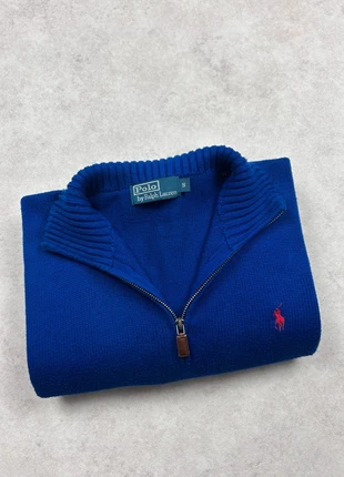Pull d’hiver quarter zip à col camionneur Ralph Lauren 100% coton bleu roi logo brodé - Taille S, brand: Ralph Lauren, condition: Very good, size: S, €69.90, €74.10 includes Buyer Protection Pro