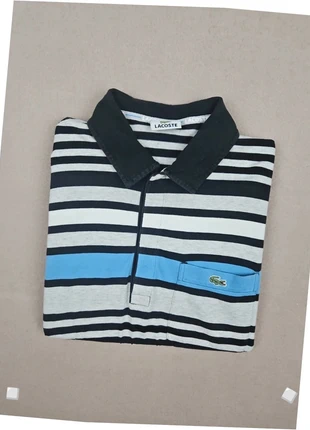 Polo manches courtes lacoste | rayures noir gris bleu logo brodé | taille 4 M coton, brand: Lacoste, condition: Very good, size: M, €10.50, €11.73 includes Buyer Protection