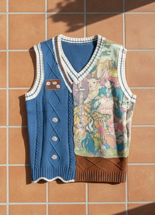Gilet col V patchwork vintage – taille S – style arty bohème, marque: novera, état: Très bon état, taille: S / 36 / 8, 42,99 €, 45,84 € Protection acheteurs (Pro) incluse
