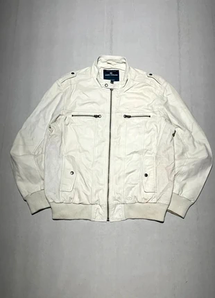 Vintage White Tom Tailor Biker Leather Jacket 🃏, marque: Vintage Dressing, état: Très bon état, taille: L, 42,00 €, 44,80 € Protection acheteurs incluse