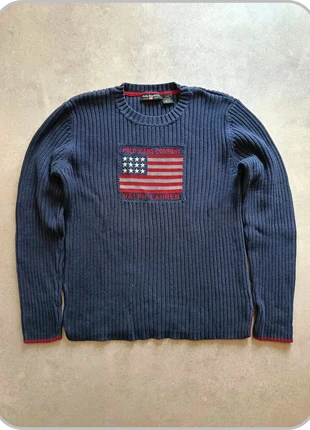 Pull en maille vintage Ralph Lauren flag/drapeau américain col rond 100% coton bleu/marine taille L, brand: Ralph Lauren, condition: Good, size: L / 40 / 12, €34.90, €37.35 includes Buyer Protection Pro